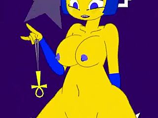 Furry Ankha in hot solo action
