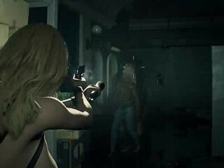 Athletic Claire Redfield Tops Fitness Monster In Topless Display. Intense Workout Session Follows.