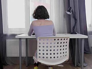 Darcy Dark Fingers Her Shaved Pink Box Intensely