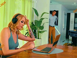 Blonde bound in bondage scene