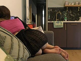 Skinny girlfriend strips for solo porn audition and interview