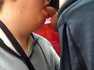 Natural tits bouncing while getting blown outside