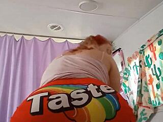 Blonde Biker Babe with Big Ass Spreads Wide in Bedroom Close-Up