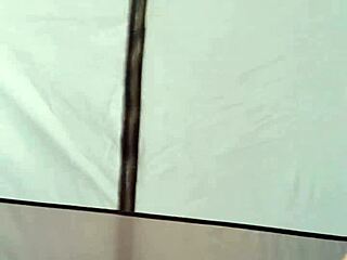 Naughty Morning Romp in Tent with Booty Babe. Big Ass Goddess Teases Barefoot in Wet Striptease.