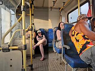 Married woman teases stranger on bus with big tits ass tight pussy, leading to sexy black big cock hardcore fucking action.