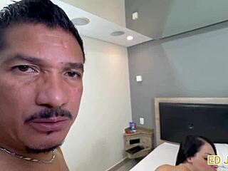 Married cockold brings prostitute to sit on black stud