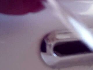 pissing in the sink with closeup view!