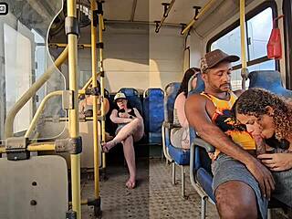 Married woman teases stranger on bus with big tits ass tight pussy, leading to sexy black big cock hardcore fucking action.