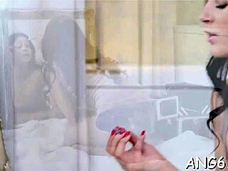 glamour brunette albina c rides phallus deep in mouth and hole