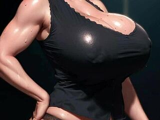 AI-Created Model Flaunts Massive Big Tits In Stunning Art. Digital Beauty Captivates With Sexy Curves.