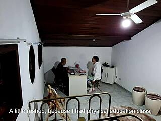 student seduced by teacher over desk for steamy doggystyle sex