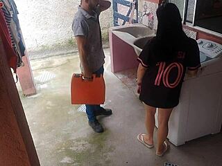 Married woman pays handyman to fuck her while husband away