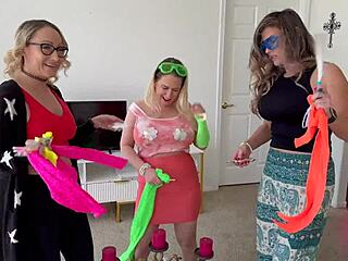 Beautiful blonde gets some action from her stepmoms and stepaunts