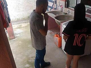 Married woman pays handyman to fuck her while husband away