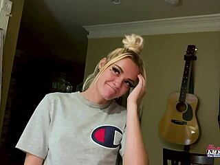 Petite Inked Blonde Rubs Juicy Titties And Finger Fucks Twat