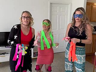 Beautiful blonde gets some action from her stepmoms and stepaunts
