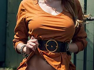 Pretty prisoner in sexy cosplay in jail