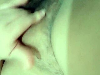 chubby amateur with brown eyes rides dildo front and back, announcing orgasm.