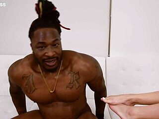 Feeling overwhelmed as interracial couple's blonde gets wrecked by huge black cock