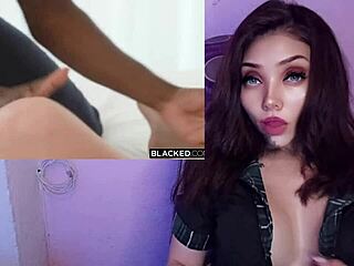A beautiful blonde teenage girl has her private part kissed by a large black dick