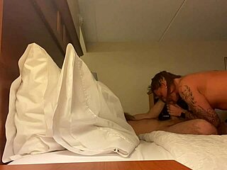 wife deepthroats monster cock in hotel room suggestively