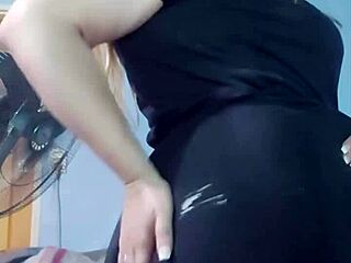 Bbw shows off her beautiful ass in tight shorts