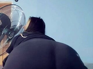 Bbw shows off her beautiful ass in tight shorts