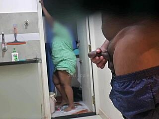 Flashing My Hard Cock to Maid Rasiya for Fun