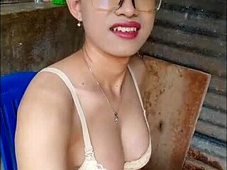 An amateur shemale starts masturbating with dildo in the open bathroom. Nervously handling cock for solo transsexual cum.