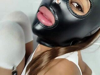 Latina beauty caught masturbating, turned into a submissive