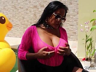 Maxine X Poolside Pussy Play with BBC Sex Toy.