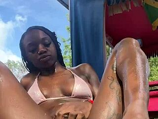 pretty petite black girl flashing in jamaica?