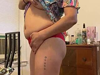 anna maria, a mature latina, models her new sundress