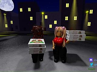 两个披萨工伺候顾客