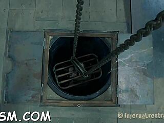 Bound beauty with perfect body punished by electric shocks in hardcore session