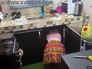 Ebony maid in Africa bends over for hardcore doggystyle fucking by huge dick for extra pay.