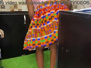 Ebony maid in Africa bends over for hardcore doggystyle fucking by huge dick for extra pay.