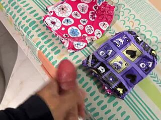 Perverted Stepfather Rubs Stepdaughter's Panties on His Cock and Fucks Her Hard Until He Cums