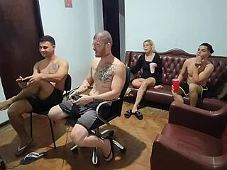 We started playing video games but ended up with anal sex and bareback fucking with monster cocks.