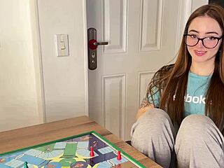 Alicia Hall turns game night into a sloppy blowjob win with cumshot.