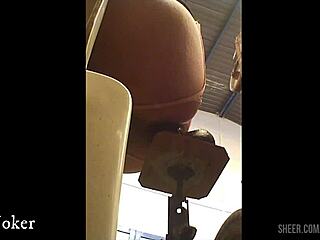 homemade anal with sex machine and big cock on brunette