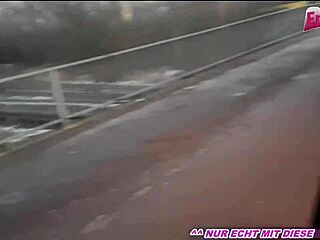 German teen slut publicly pisses into handbag