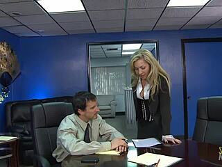 does this beautiful blonde milf let her boss fuck her in the office?