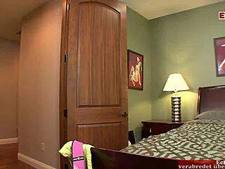 Skinny Long Legs Blonde Teen 18+ Takes Double Penetration