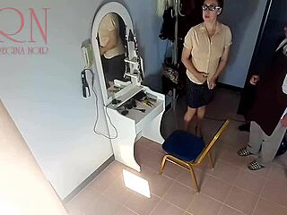 Hidden Camera Captures Nude Barbershop Where Hairdresser Undresses Lady For Haircut In Kinky Setting