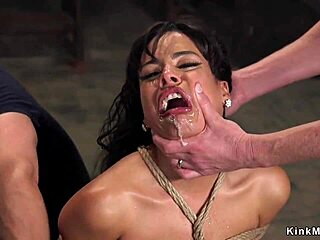 Huge tits Latina bound for intense threesome banging