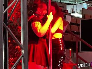 Fat spanish girl gets wax on stage