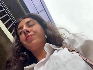 walking with mess on face in cafe