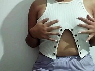 Milf Massages Her Big Natural Tits With Horny Pleasure In Homemade Video