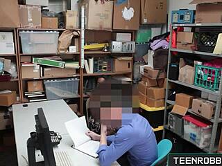 Teen robbers arrive, office guard secretly fucks young ebony shoplifter daya knight